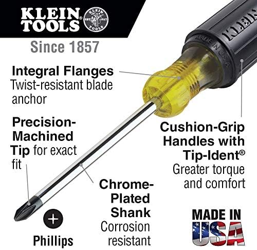 Klein Tools 603-6 3 Phillips odvijač sa 6-inčnim okruglim drškom i ručkom za jastuk