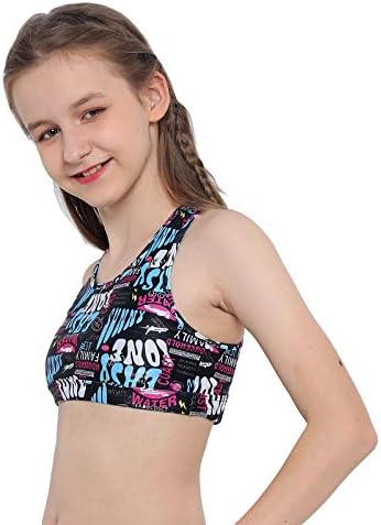 Yeeye Kids Girls Digital tiskane rakere za rezanje leđa Sportske sportske grudnjake Tyse Gym Yoga Dance Majice