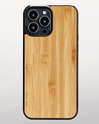 FM.HGQ za iPhone 13 Pro Max Wood futrola. Kompatibilan sa mag-sigurnoj bežičnom punjenju. Prirodni stvarni drveni zaštitni poklopac.