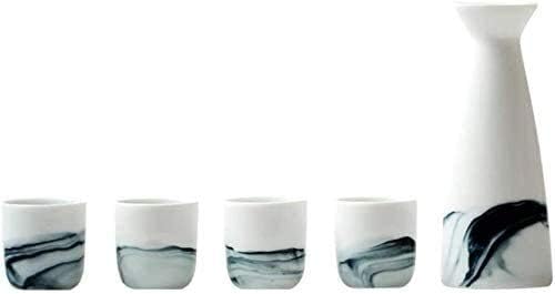 Japanski sake Podesite jedan lonac i četiri šalice, bijelo pejzažno slikarstvo, za hladno / toplo / vruće / shochu / čaj, za različite