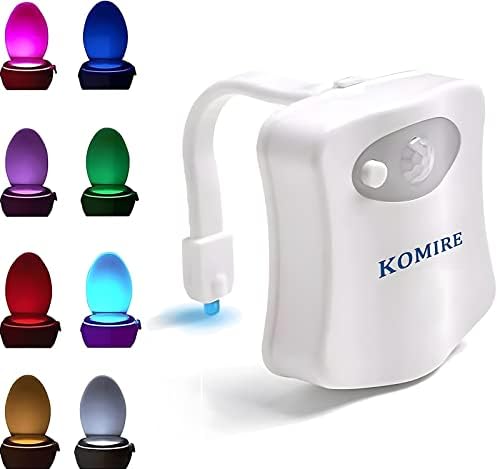 Komire senzor pokreta LED WC noćno svjetlo, svjetlo za otkrivanje pokreta aktivirano toaletno svjetlo sa promjenom 8 boja, vodonepropusno svjetlo za toalet svjetlo na baterije u WC školjci
