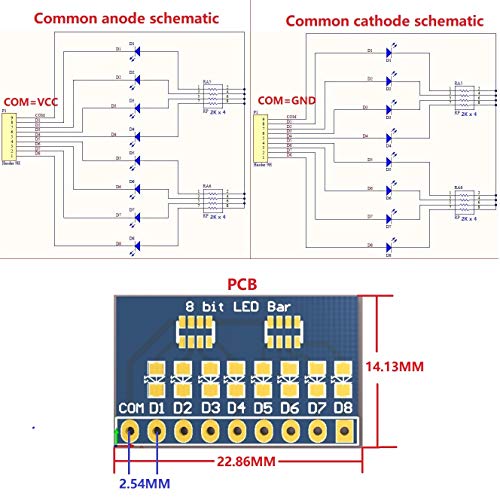 3.3V 5V 8-bitni crveni uobičajeni anodni LED indikatorski modul DIY komplet za Arduino nano uno malina pi 4 nodemcu no pin