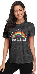 Budite ljubazni Tshirts za žene Rainbow grafički kratki rukav inspirativna košulja Funny Casual majice