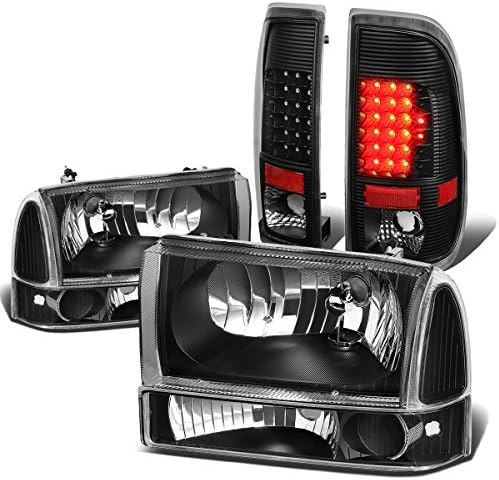 Kompatibilno sa Ford Super Duty Styleside crnim prozirnim Kutnim farovima WBumper Light + crno LED zadnje svjetlo sa prozirnim sočivima