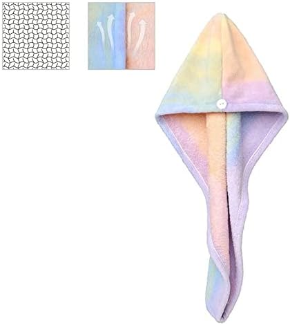 YEBDD ručnik za sušenje kose upijajući koralni baršunasti Mikrofiber tuš šešir Rainbow Gradient Tie-Dye Head Wrap Turban