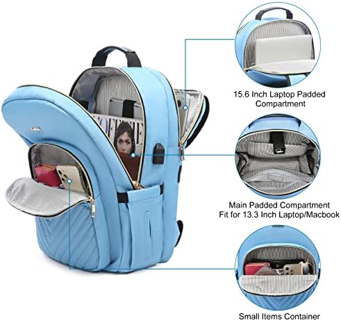 LOVEVOOK laptop ruksak za žene 15,6 inča, slatka ženska putna torbica za ruksak, profesionalna torba za Laptop računar,vodootporne radne Poslovne torbe za nastavnike na Fakultetu nose ruksak sa USB portom,Angel Blue