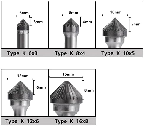 Zaahh rotacijska datoteka Burrs 6mm SHANK SINGLE CARBID CARBID BIT TIP K Roriobar za glodanje za alat za obradu metala 1pcs