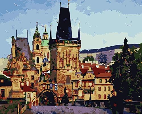 Deco Space Umrand Paint po broju Set - Srednjovjekovni grad u Europi - DIY Wall Art Dekoracija platna slika 40 x 50cm / 16 x 20 inča