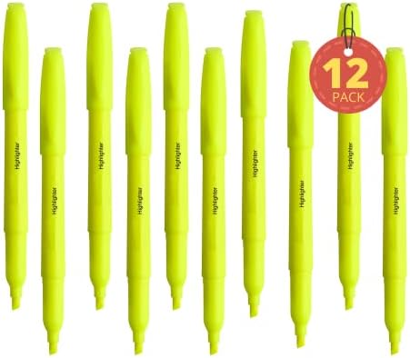 1Inheoffice Yellow Fluorescent Highlighters olovke Style, 12 paketa