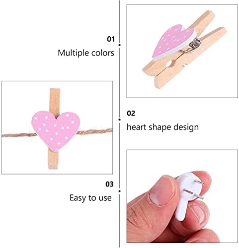 Best sportble Decor Decor Decor Haor Clips 30pcs Dekorativni pribor za povratnu pozadinu Mini fotografije Drveni klip sa srcem Odjeća