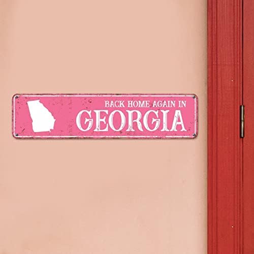 Povratak kući u Gruziji Metal Tin znak Georgia State Silhouette Decor Retro Metal Wall Viseći znak 12x3in Američki matični država