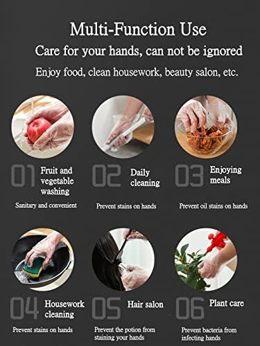 Disposable Food Prep Gloves 500 PCS, Plastic PE Poly Clear Glove for Kitchen Cooking，Food Handling，Food Service,Hair Coloring