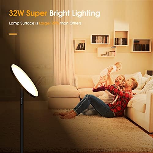 PESRAE podna lampa, 32W/2600LM LED Torchiere stojeća lampa za dnevni boravak, moderna Super svijetla podna lampa sa daljinskim upravljačem,