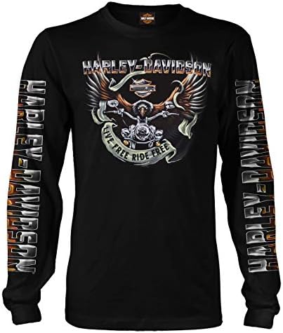 Harley-Davidson vojska - Muška crna grafička majica s dugim rukavima - Kadena Air Base | Orao vožnju