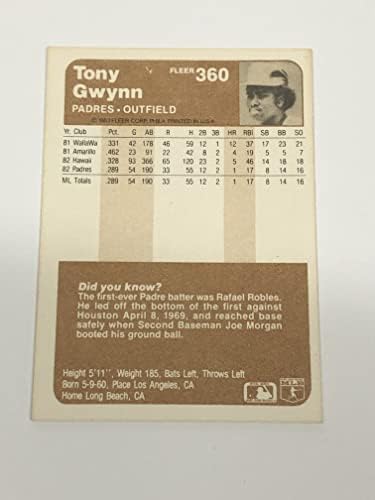 1983. Bejzbol fleer 360 Tony Gwynn Rookie Card