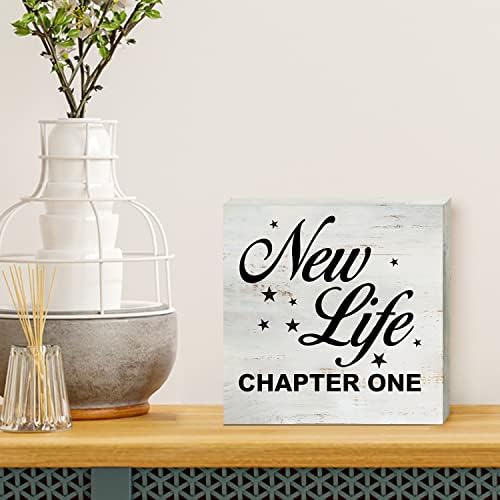 Novi život Poglavlje Jedna drvena kutija Prijava sa rečima Decre Decor 5 x 5 inča Potporna za venčanje Potpiši drvni plak Potpisu