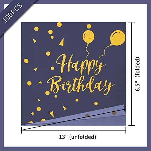 100kom plave rođendanske salvete zlatne salvete za rođendansku zabavu jednokratna papirna salveta za potrepštine za godišnjicu Sretan