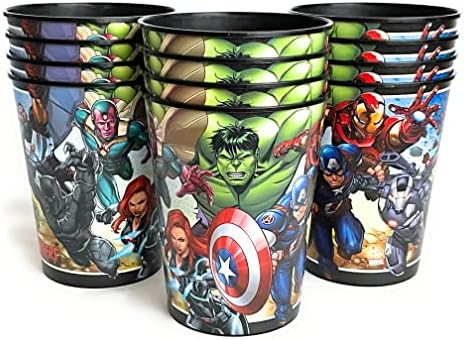 Marvel Avengers superheroj rođendanske potrepštine Set od 12 plastičnih čaša za višekratnu upotrebu 16oz