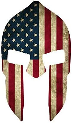 NI420 Spartanska kaciga W / Grunge Style American zastava naljepnica za naljepnicu | 5,5 inča za 3,25 inča