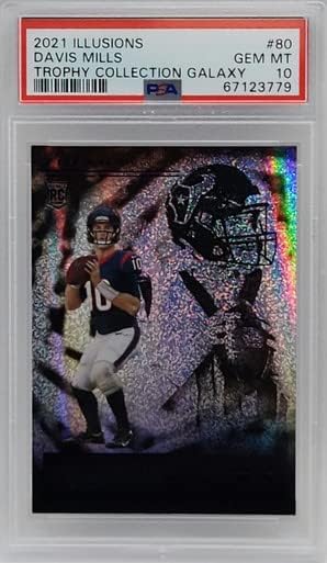 Davis Mills Texans 2021 Iluzija Galaxy Trophy Collection Rookie Card PSA 10