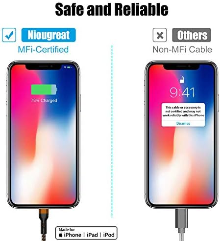 IPhone punjač 10 ft 2pack, ekstra dugački munjevi kabel 10 stopa najlonski pleteni kabl za Apple MFI certificirani iPhone 13/12/11