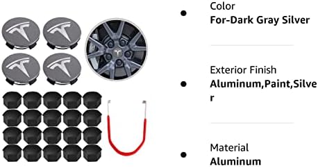 Chank tamno sivi srebrni centar za srebrni čvor CAP CAP, kit kit Center CAP CAP CAP PUT POKLOPAC Kompatibilan sa Teslinom modelom