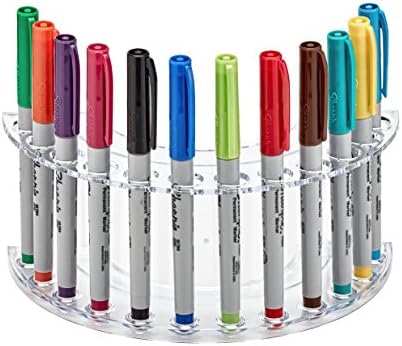 Adiroffice akrilsko postolje od 12 slota zaslona u obliku slova mjeseče - izdržljiv akrilni držač za olovke i olovke - organizator