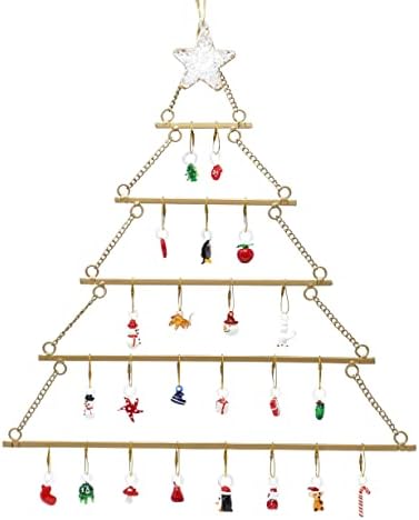 Red Co. Dekorativno odbrojavanje do božićnog Adventskog kalendara kutija sa 24 staklenim ukrasnim čarima i zidnom vješalicom metalna