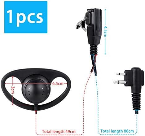 brogtrol 1 Paket 2-pinski D oblik voki-toki slušalice sa PTT mikrofonom kompatibilne sa Motorola CP040, CP140, CP160, CP180 HYT TC-500,