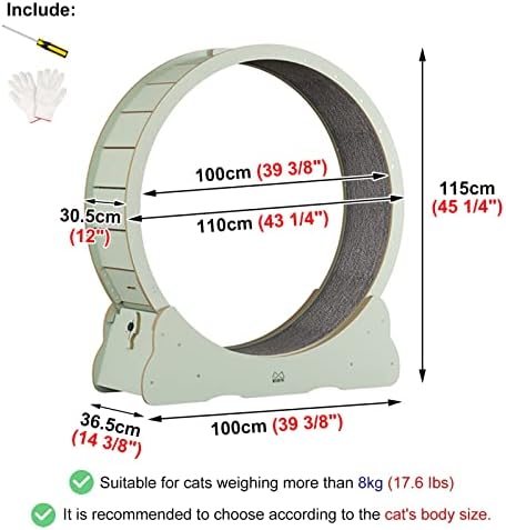 Zimgod Heavy Duty Cat Trackmill Wheel, Everyser za trčanje za zelenu mačku sa 2 zamjenjive pista za tepih, unutarnji mačka za vježbanje