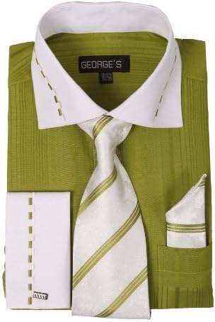Georgeine muške košulje od dvije tone modne haljine sa malim kravatom, hanky & francuskim manšetama