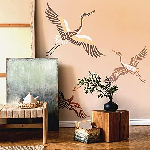Plastična zidna šablona // Flying Dizalica - Heron // Art Craft Mylar Form predložak