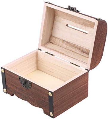 Retro drveni sanduk za odlaganje komoda, sigurna kutija za novac sa zaključavanjem rezbarenje drva, vintage kućni dekor rođendanski