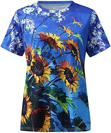 Žene Ljetne vrhove kratkih rukava Thirts Crewneck Vintage Estetic Grafički teže Loose Print T Majica Ženske majice