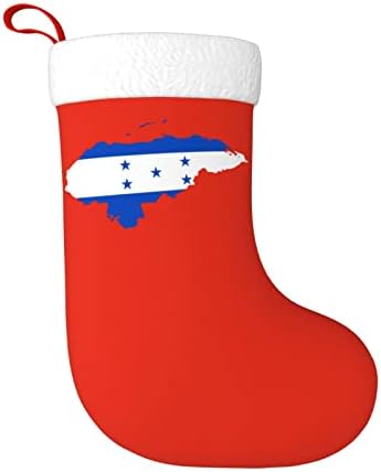 CutedWarf Honduras Flag Mapa Božićne čarape Xmas Dekoracija Klasik 18 inča Kamin Viseća čarapa