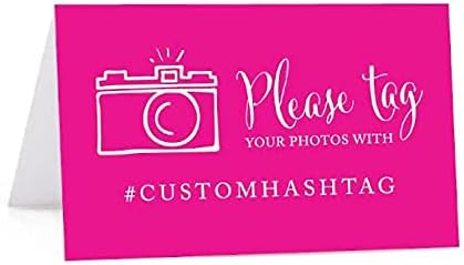 Andaz Press personalizirani Hashtag stolni šator kartice, dvostrane, bijele, 20-Pak, prilagođeni Hashtag za društvene mreže Instagram