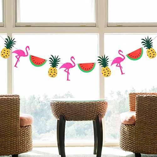 3 metra Flamingo Punntings Baneri Party Long Felt Selva Greener Tropska biljka Ananas lubenica lubenica za ukrase