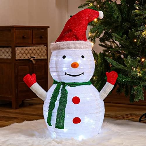 Gresonic osvijetljen skočni božićni ukrasi na otvorenom, 2,3ft prethodno svijetli bijeli snjegović, snjegović snježan za snjegović