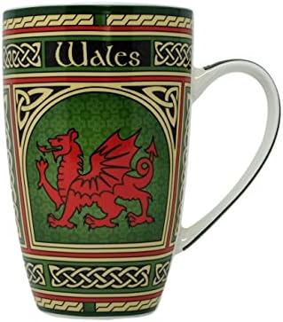 Royal Tara set od 2 Walesa porcelanskih šalica za kafu - velški crveni zmajevi porculanske čaše sa irskim dizajnom keltskih čvorova,