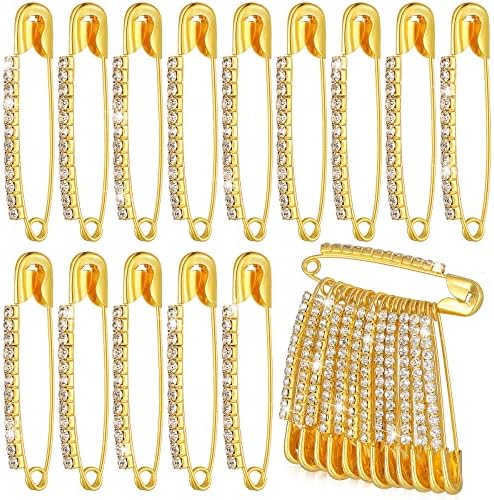 24 komada Gold Rhinestone Sigurnosni pinovi broševi džemper s klipom od kristalnih broševa sjajni broš igle za žene ili djevojke suknje