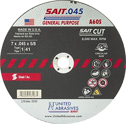 United Abrasives Sait 23107 7x.045x5 / 8 A60S opći namjena Visokog brzina kotača, 50 paketa