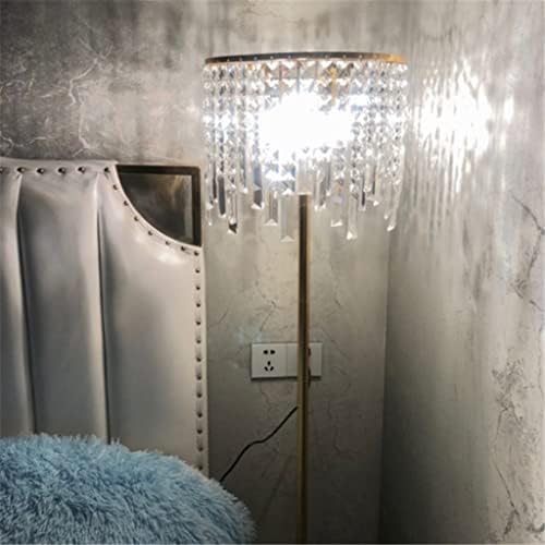 Walnuta vertikalna dnevna soba Daljinski upravljač Dimming LED romantična kristalna podna lampa spavaća soba noćni seniorski smisao