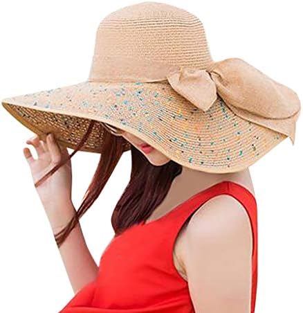 Ljetne šahte za žene Šarene Big Brow Beach Hat Women Wide Widem Sun Hats Diskete BOW slamne kapa za bejplal