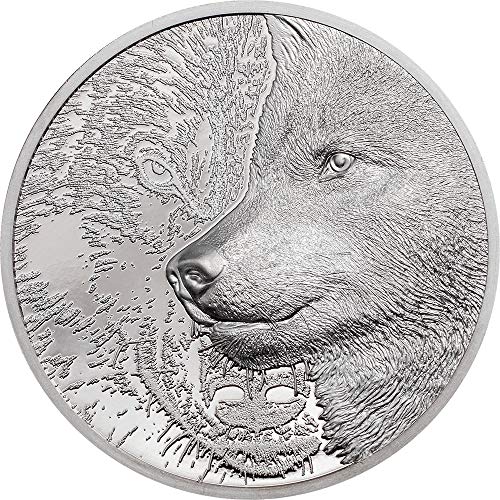 2021 DE Wild Mongolia Powercoin Mystic Wolf 1 oz Platinum Coin 25000 Togrog Mongolia 2021 Dokaz