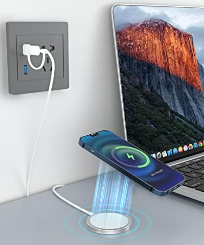 Magnetic Wireless Charger Bundle with USB to USB C Adapter,prijenosni putni Cordless Qi podloga za brzo punjenje za MagSafe,iPhone