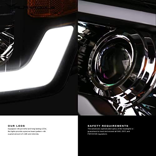 Alpha Owls 8710142 farovi projektora sa bijelom LED svjetlosnom trakom - Crni Amber odgovara 2009-2014 Ford F150 halogenim modelima