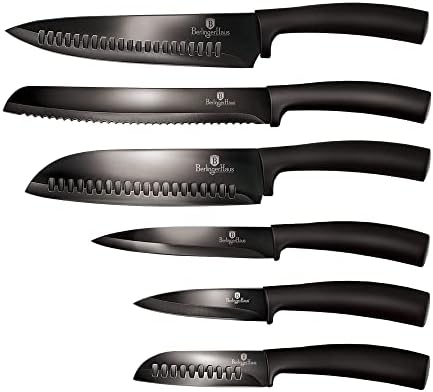 Berlinger Haus Set noža od 6 komada, crni srebrni Set noževa za kuhinju, noževi za kuvanje sa ergonomskim ručkama, set kuharskih noža