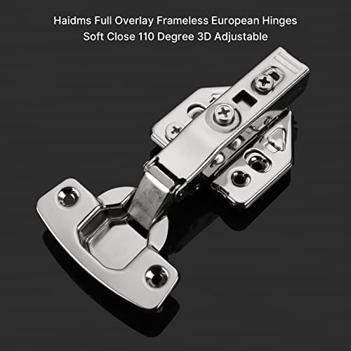 Haidms 2Pack puni prekrivanje bez mekog zatvaranja evropskih šarki 110 stepeni 3D podesivi isječak na skrivenim šarkama za kuhinjske