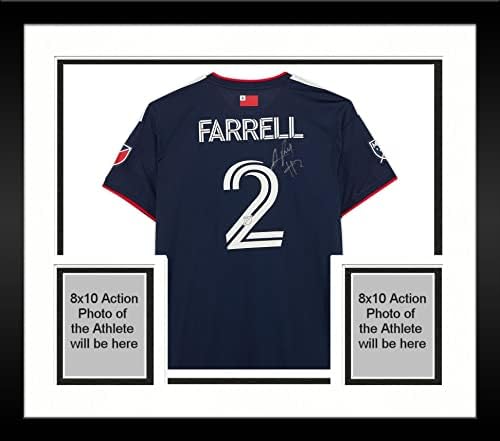 Uokvirena Andrew Farrell New England Revolution AUTOGREMENI MACKUPLOVITE 2 mornarični dres iz sezone 2022 MLS - veličine L - nogometne
