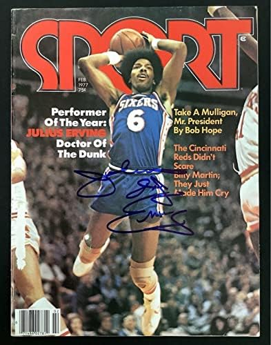 Julius Erving potpisao Sport Magazine februar 1977 doktor. J Phila 76ers Auto HOF JSA-autogramom NBA magazini